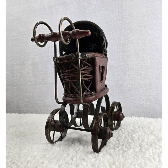 VTG Antique Miniature Baby Stroller Pram 8" High Victorian Gothic Decor Carriage - Picture 7 of 16